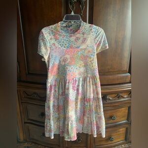 Lily Rose Pink and Blue Mock Neck Sundress